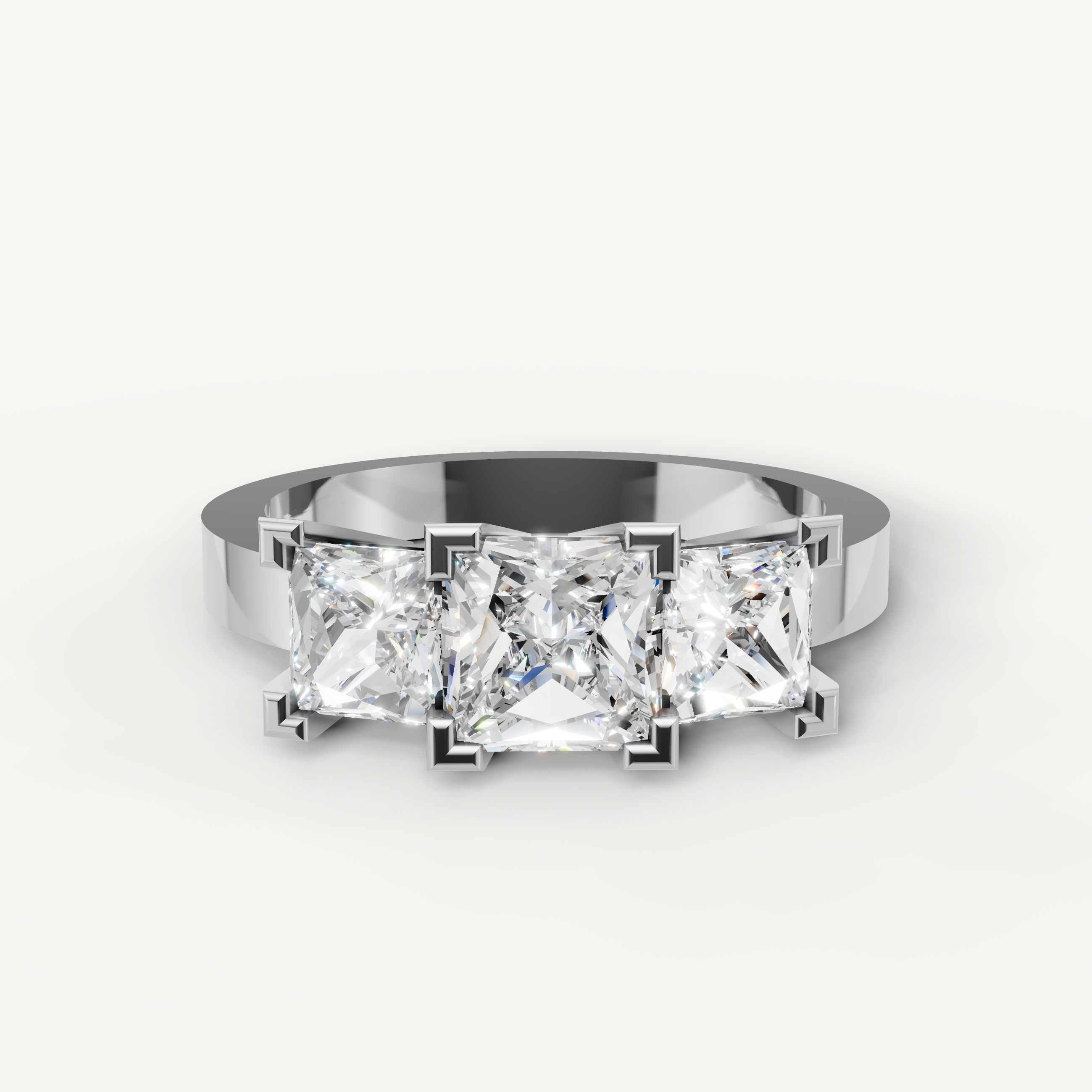 Raul Diamonds white gold princess cut ring with sparkling side diamonds