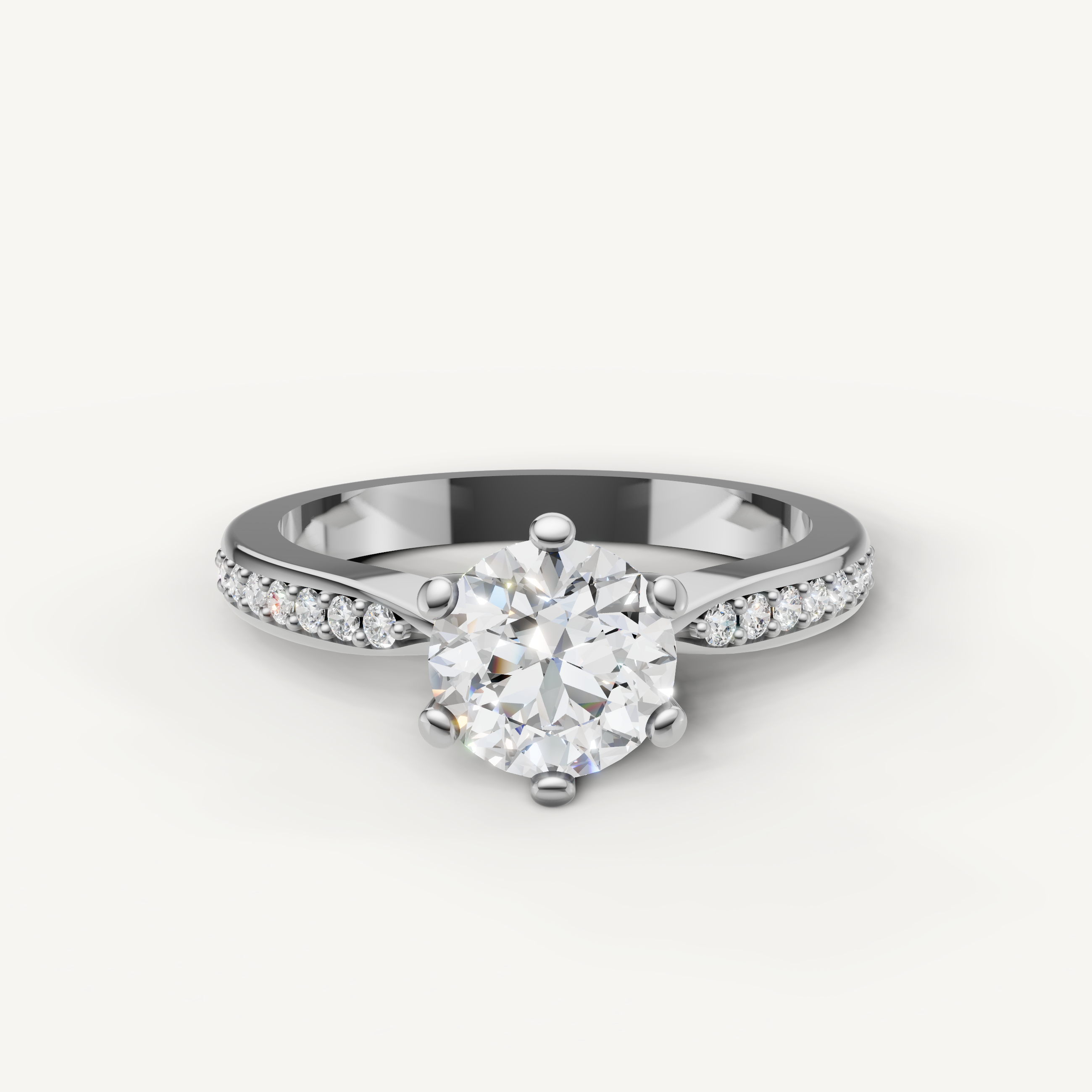 Raul Diamonds white gold round cut engagement ring with brilliant accent diamonds