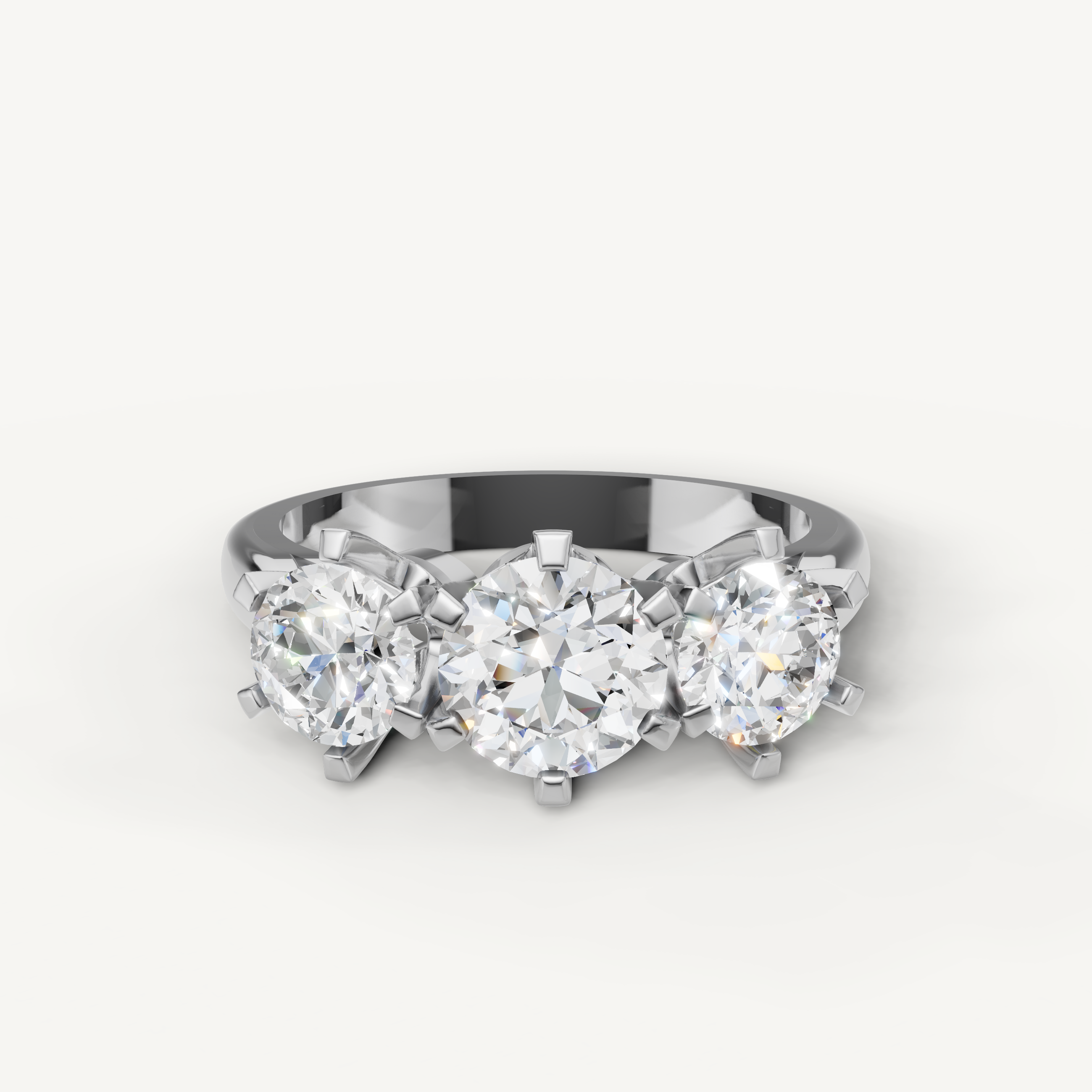 Raul Diamonds white gold round cut ring with sparkling side diamonds