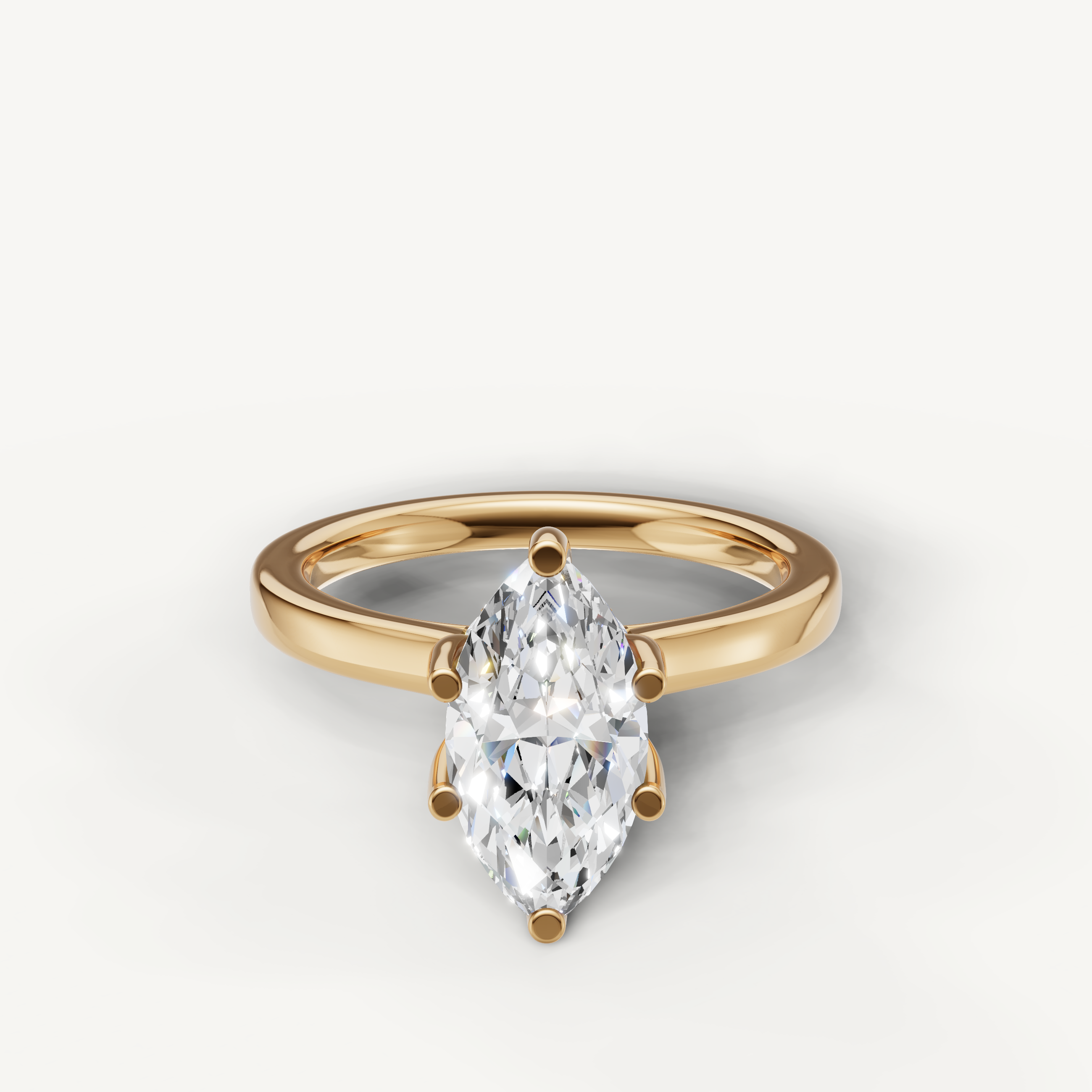 marquise cut lab grown diamond solitaire engagement ring in 14k yellow gold