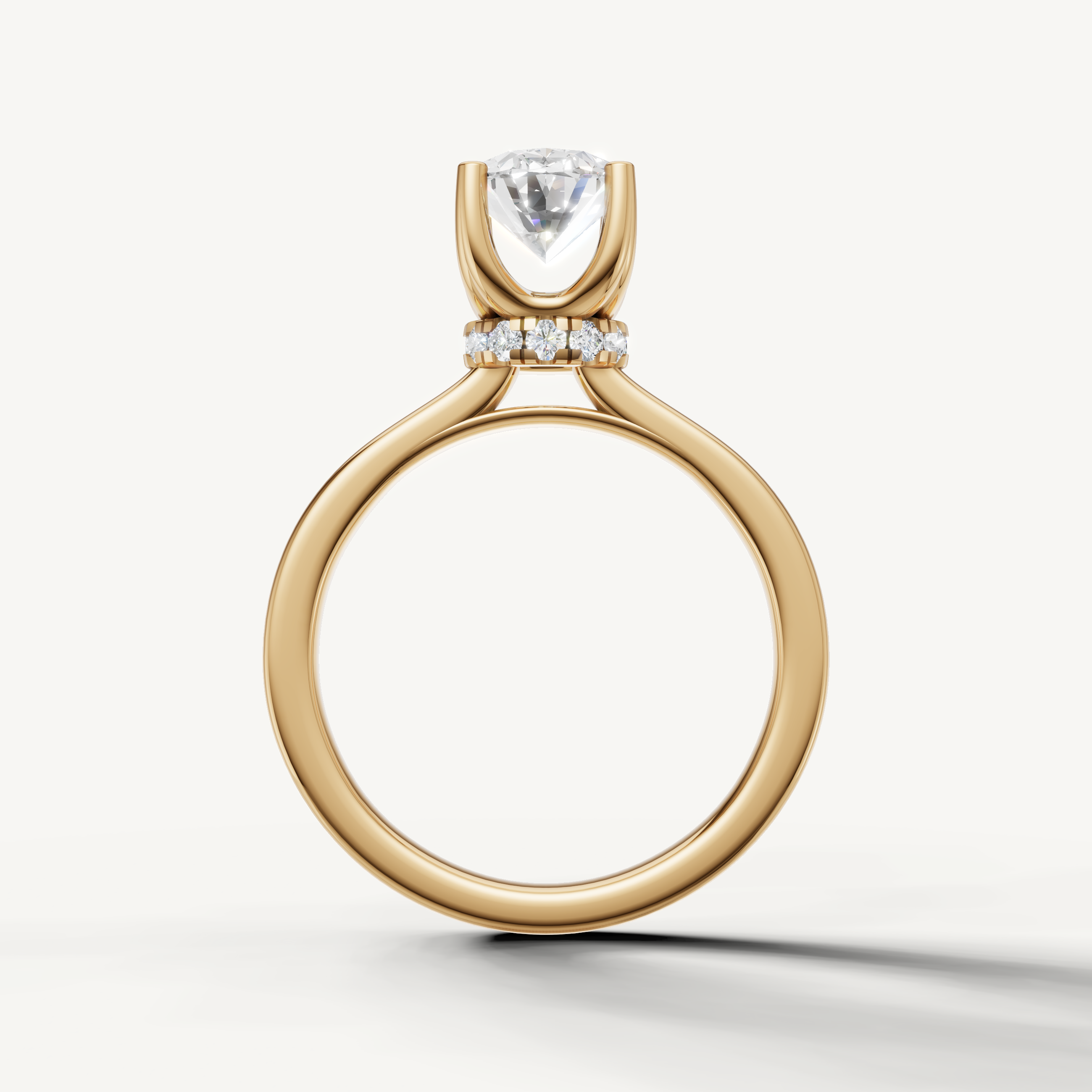 minimalist oval lab grown diamond solitaire ring with sleek yellow gold band