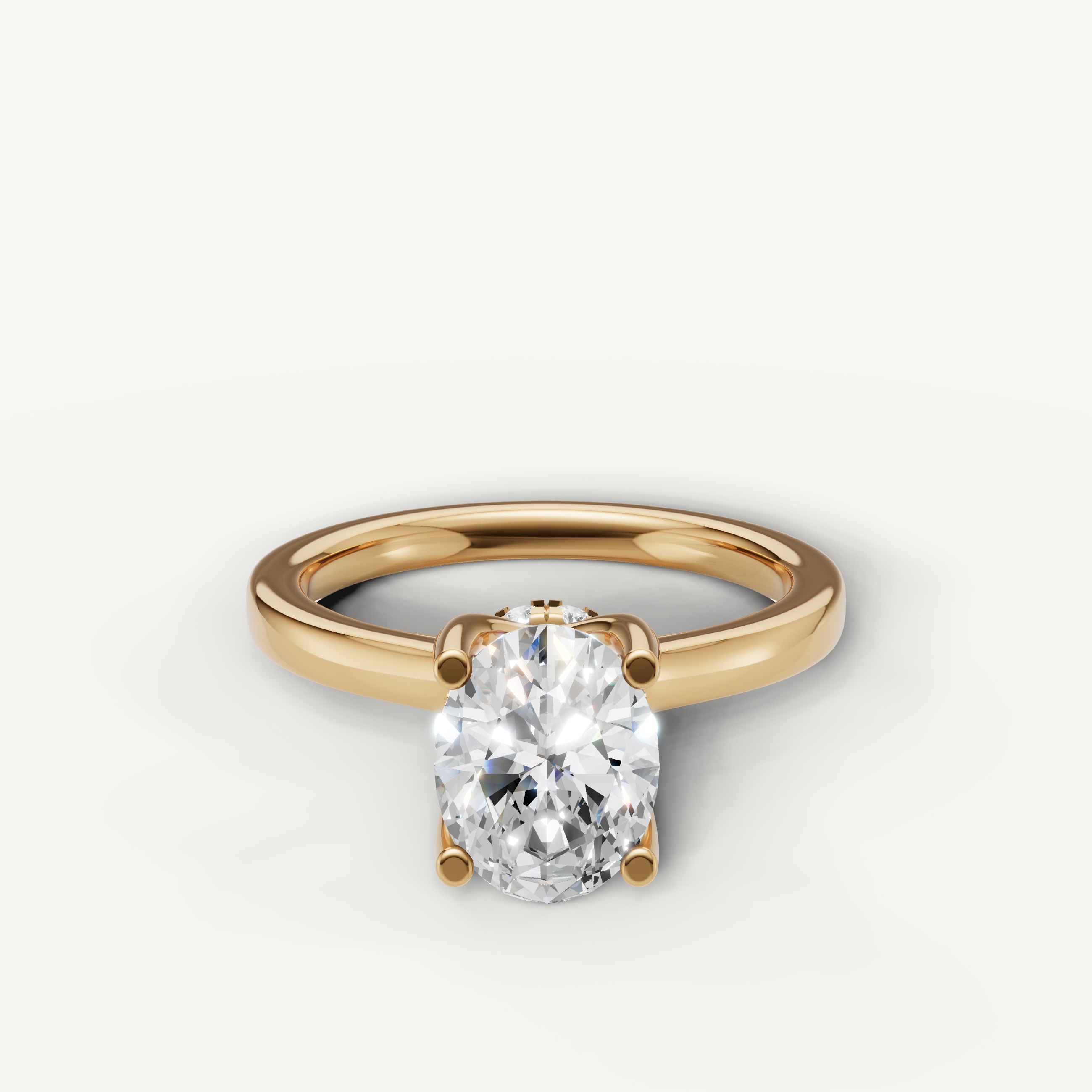 oval cut lab grown diamond solitaire engagement ring in 14k yellow gold
