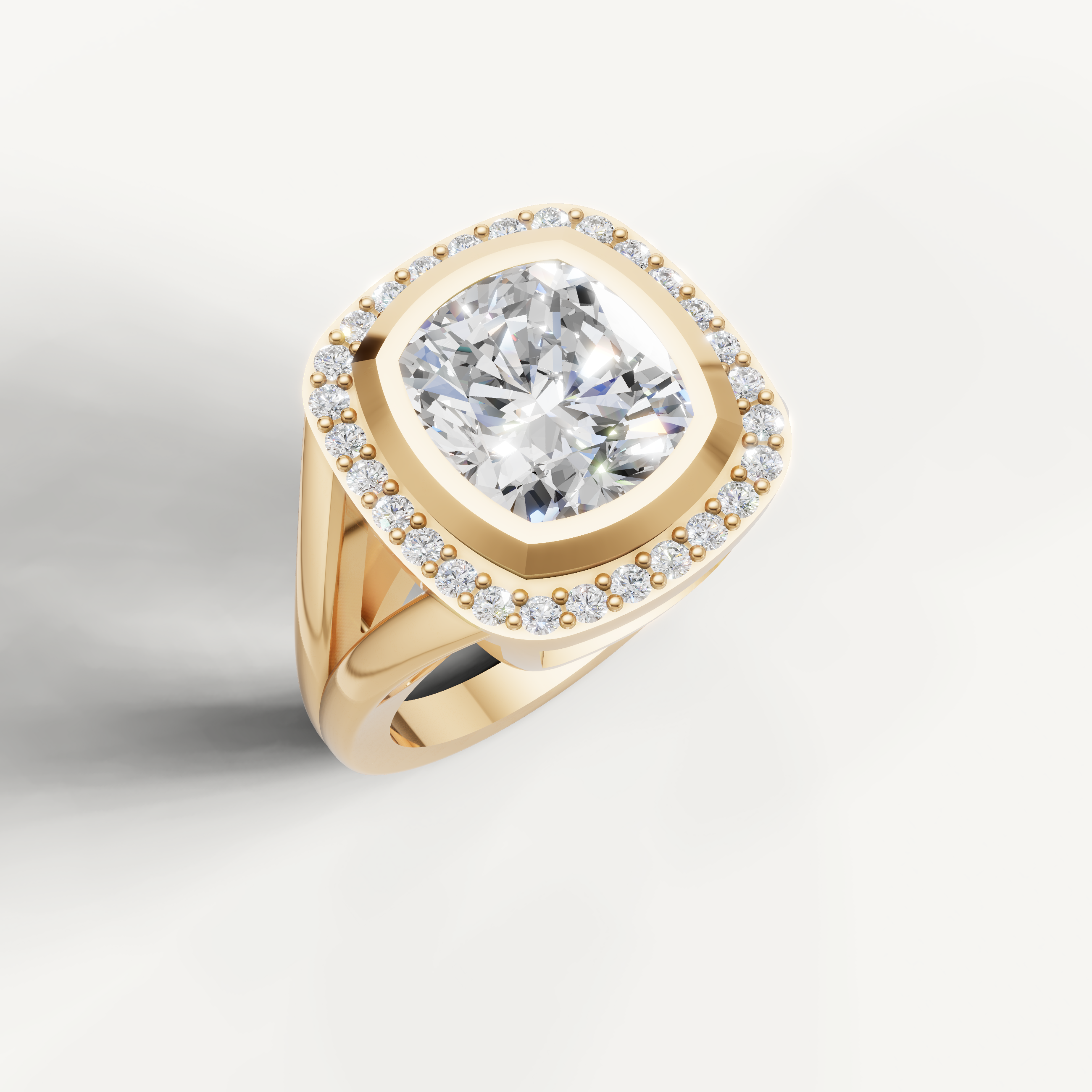 Luxury pear shaped diamond ring by Raul Diamonds in polished yellow gold.