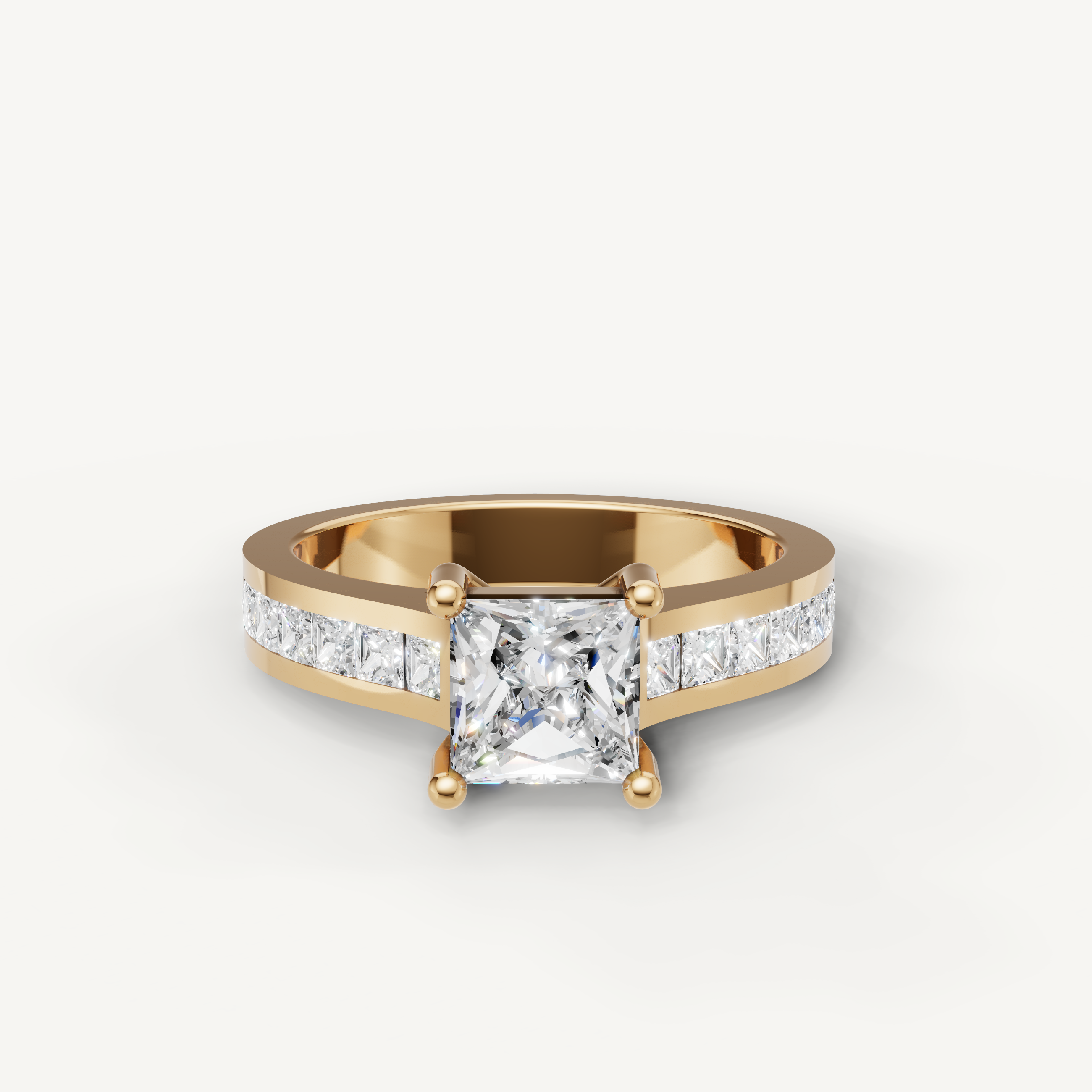 Raul Diamonds princess cut diamond engagement ring in yellow gold