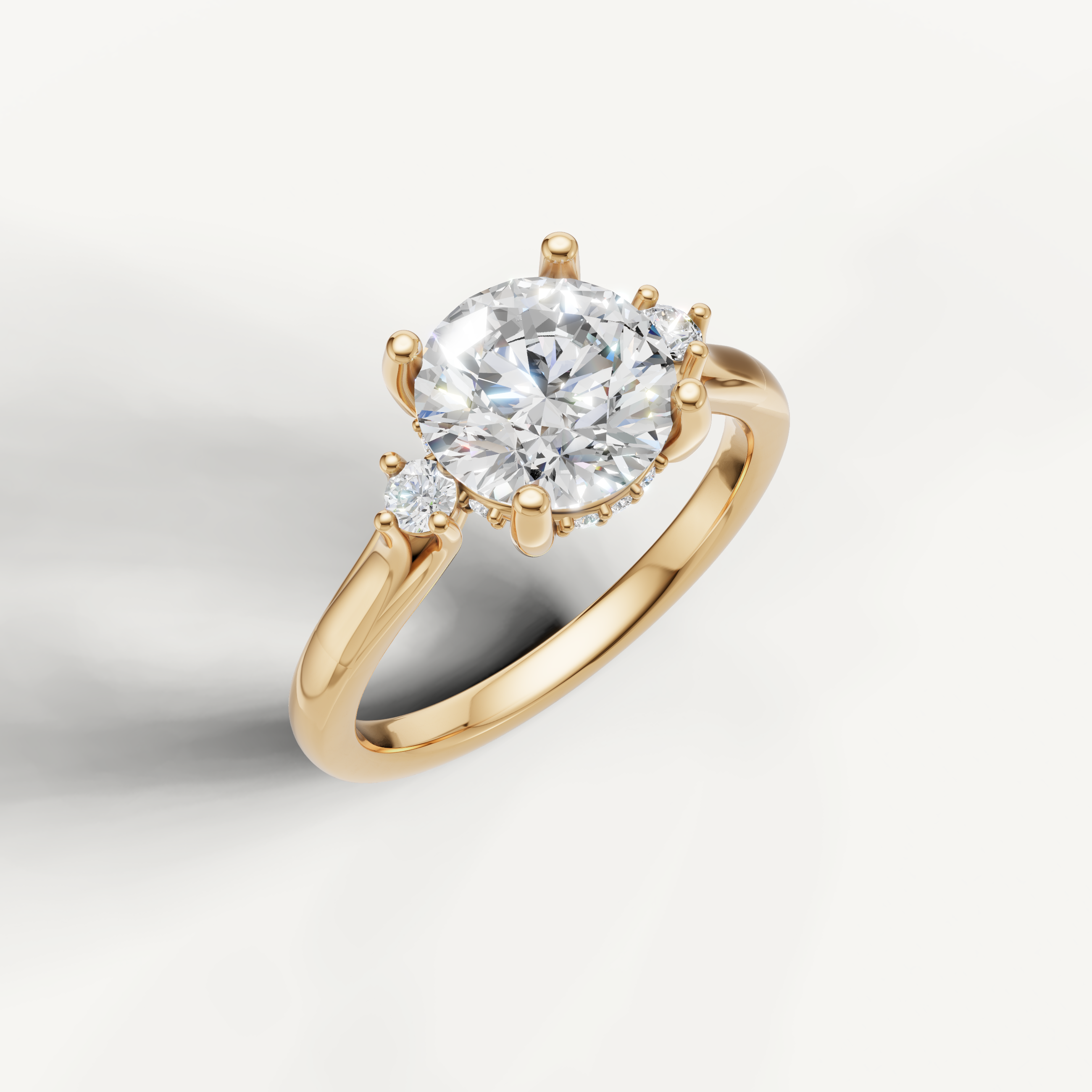 Elegant yellow gold round brilliant diamond ring with timeless sparkle and classic design