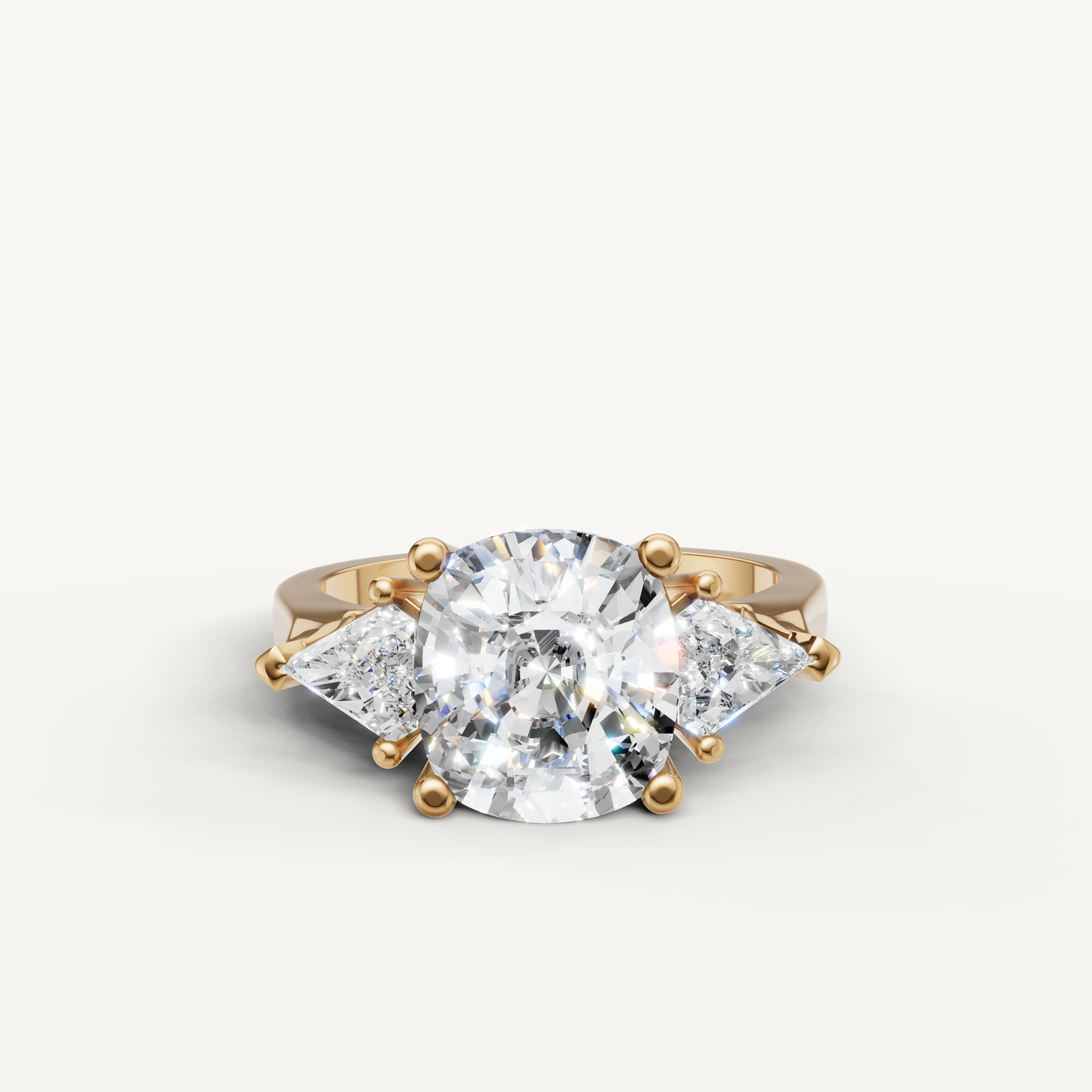 Raul Diamonds round three stone diamond engagement ring in yellow gold