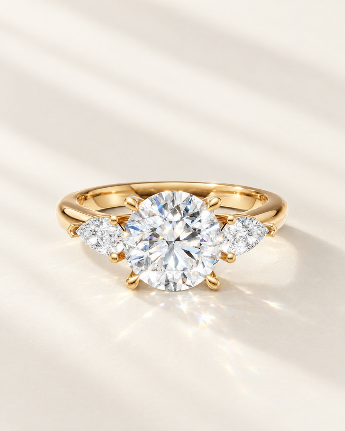 Three stone lab-grown diamond engagement ring