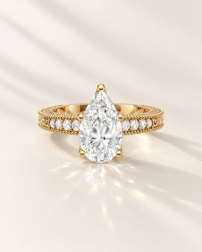 Vintage lab-grown diamond engagement ring