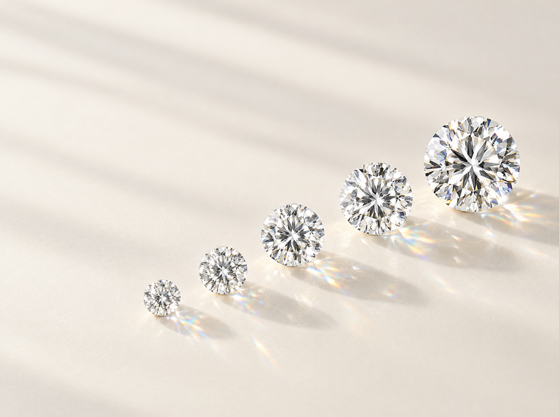 Five loose round diamonds in graduating sizes