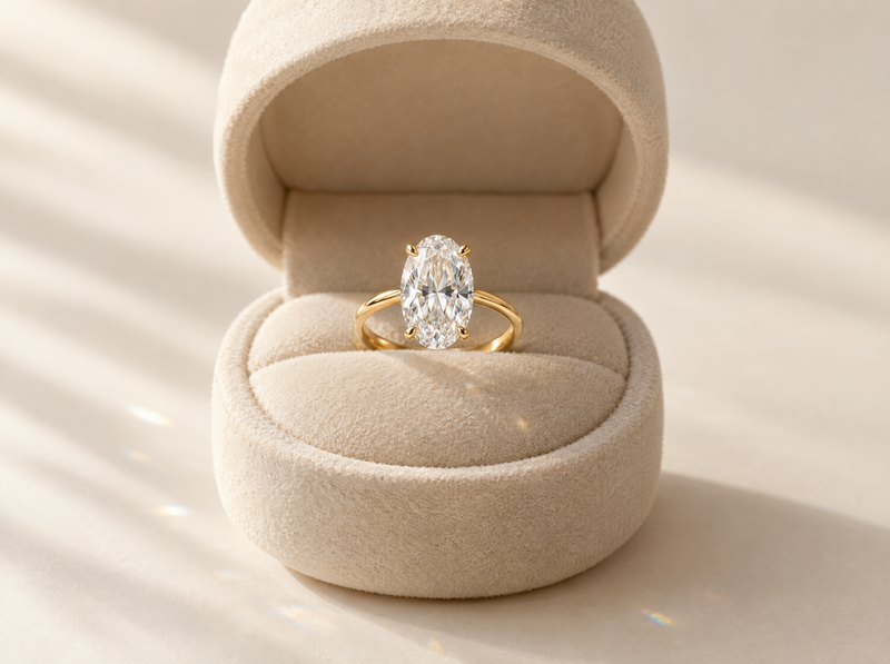 Solitaire ring in an open ring box