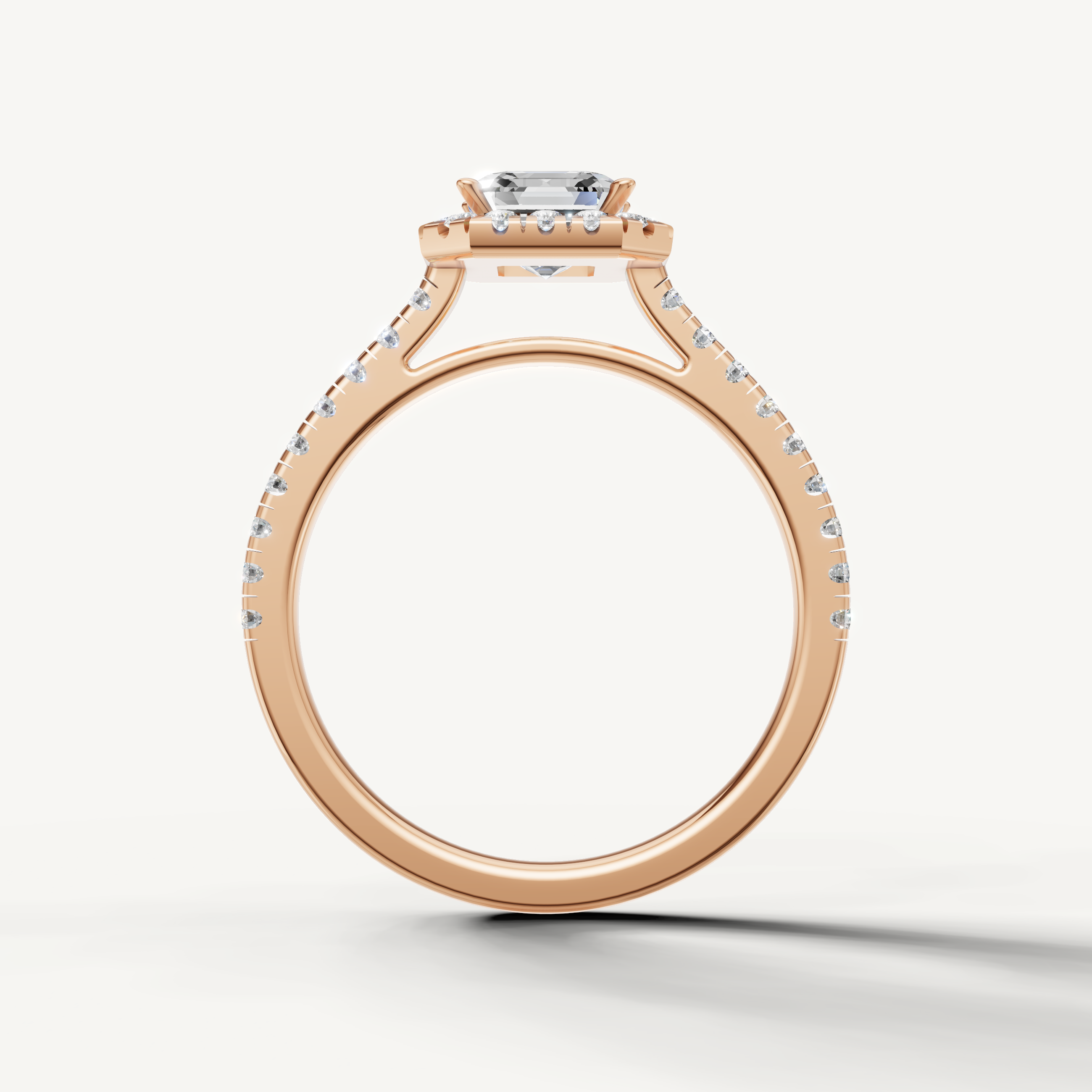 luxurious asscher cut lab grown diamond engagement ring in polished rose gold