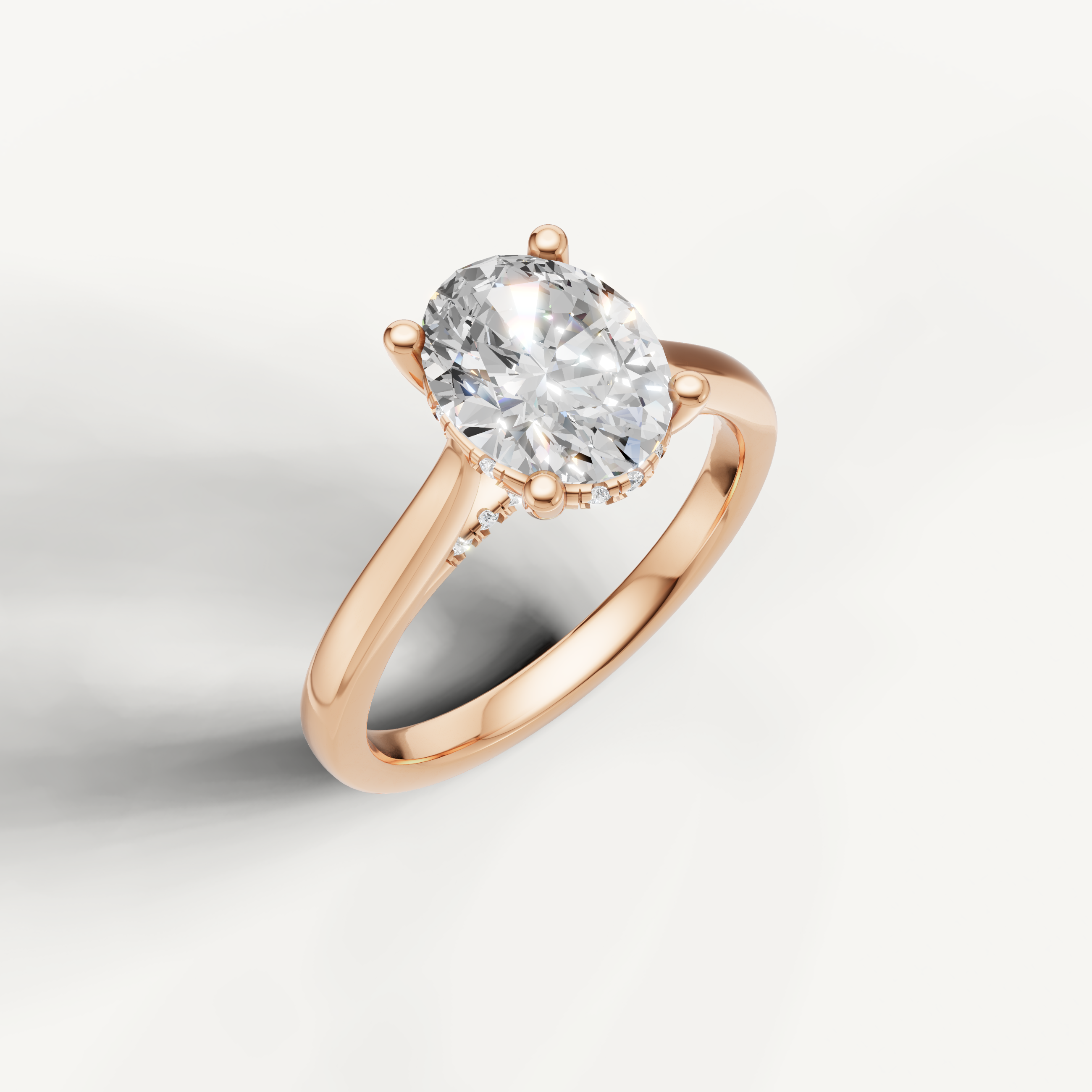 Luxury lab-grown oval cut diamond engagement ring by Raul Diamonds with superior light performance