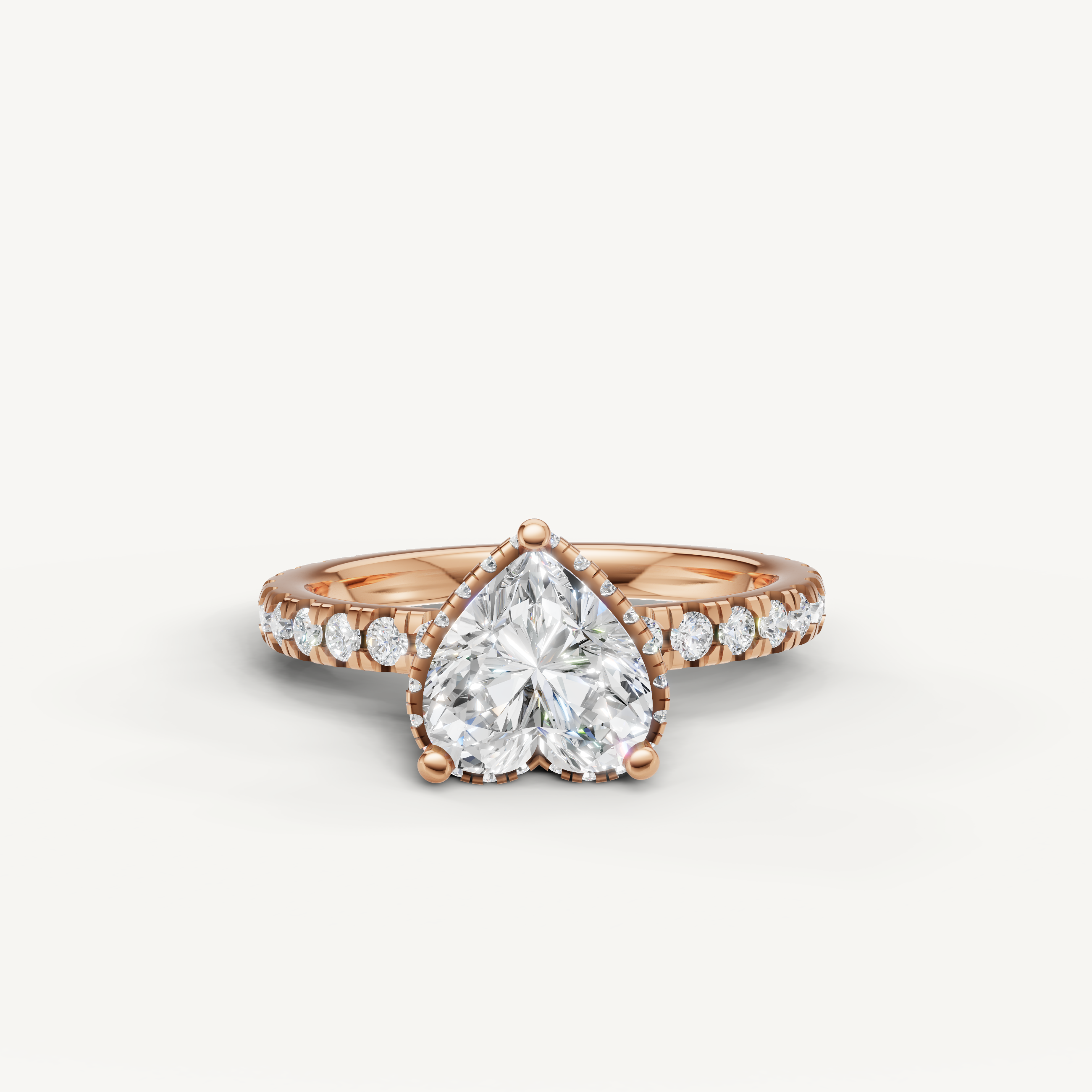 heart shaped lab grown diamond engagement ring in 14k rose gold