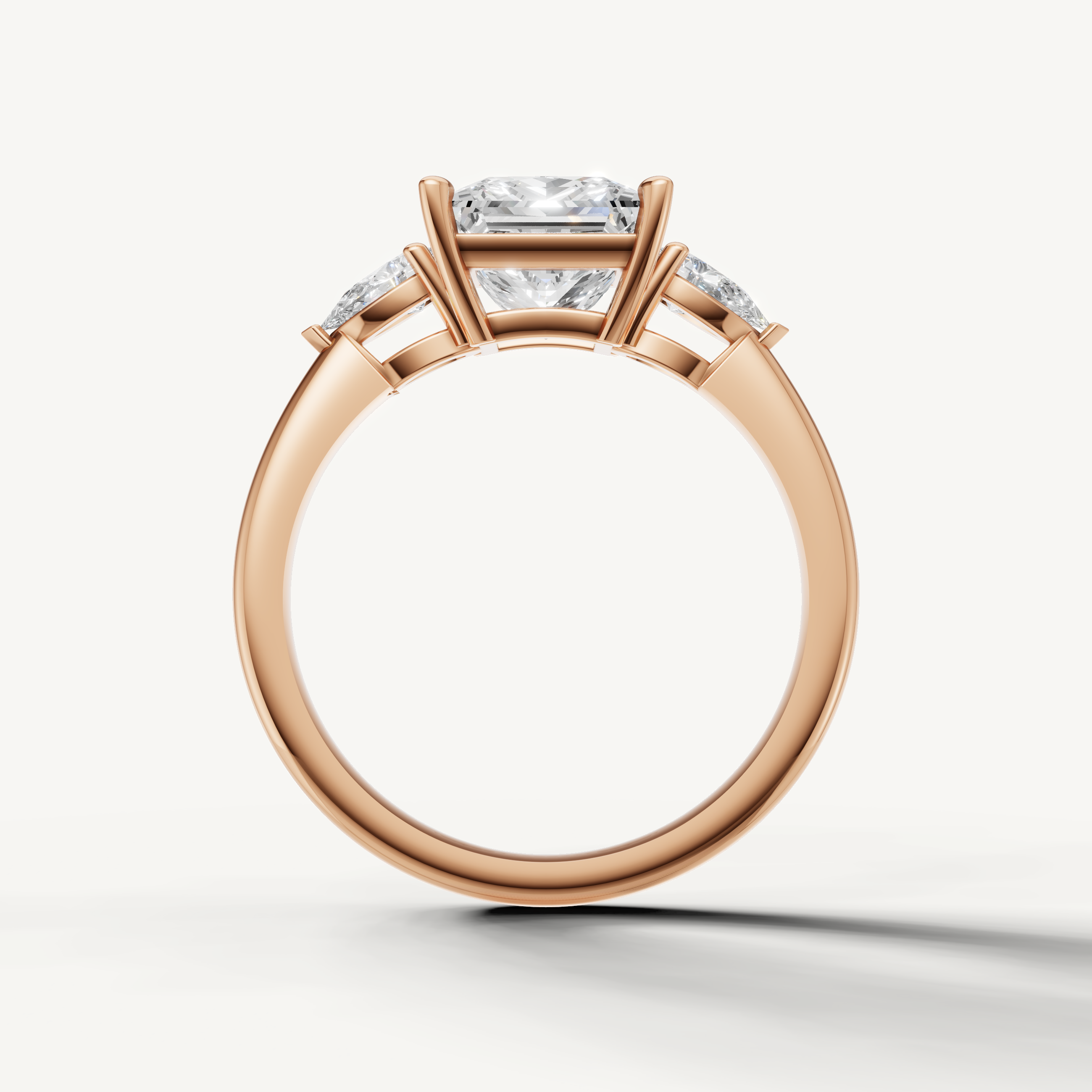 modern princess cut lab grown diamond engagement ring with pear side diamonds