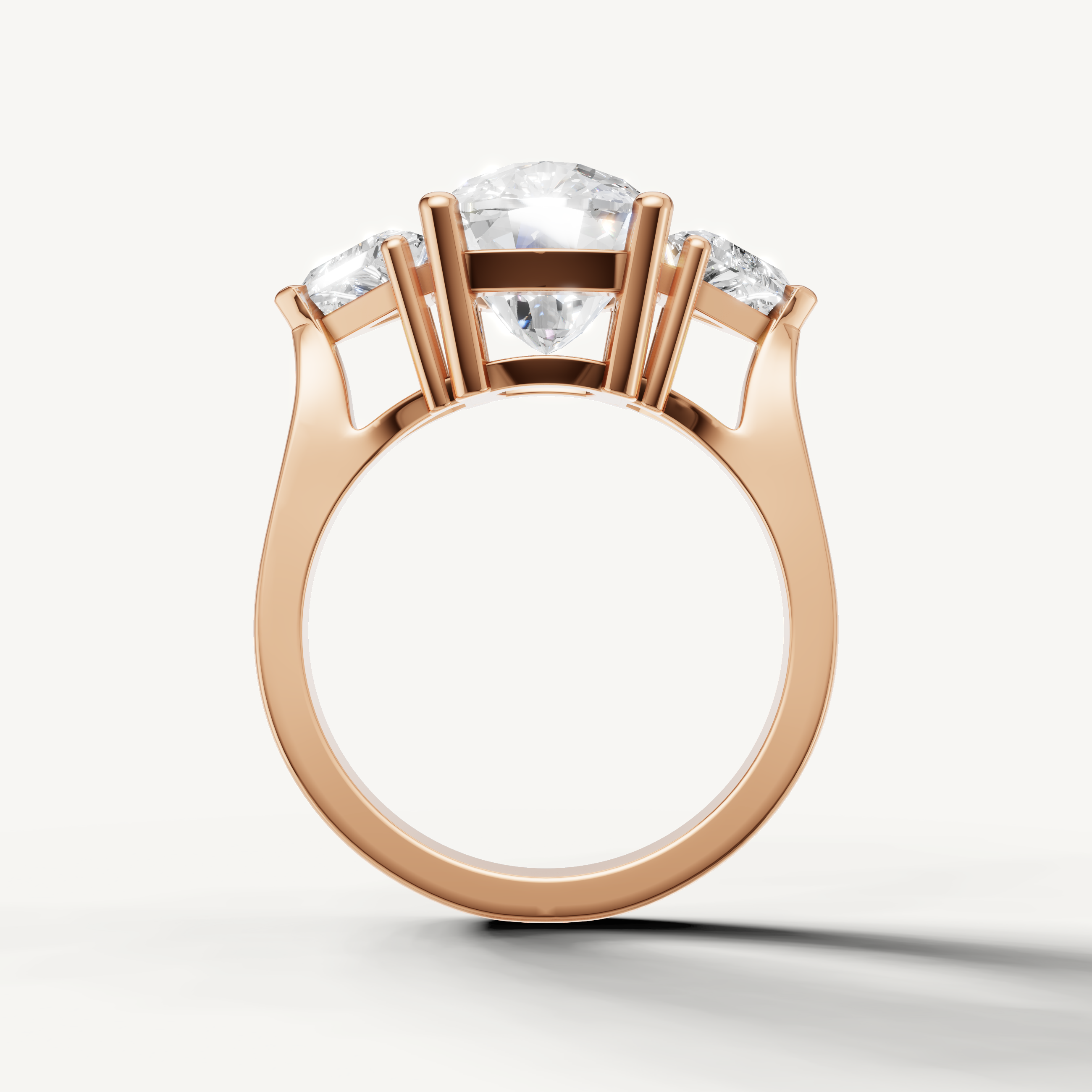 White gold round diamond ring with luxury three stone setting by Raul Diamonds