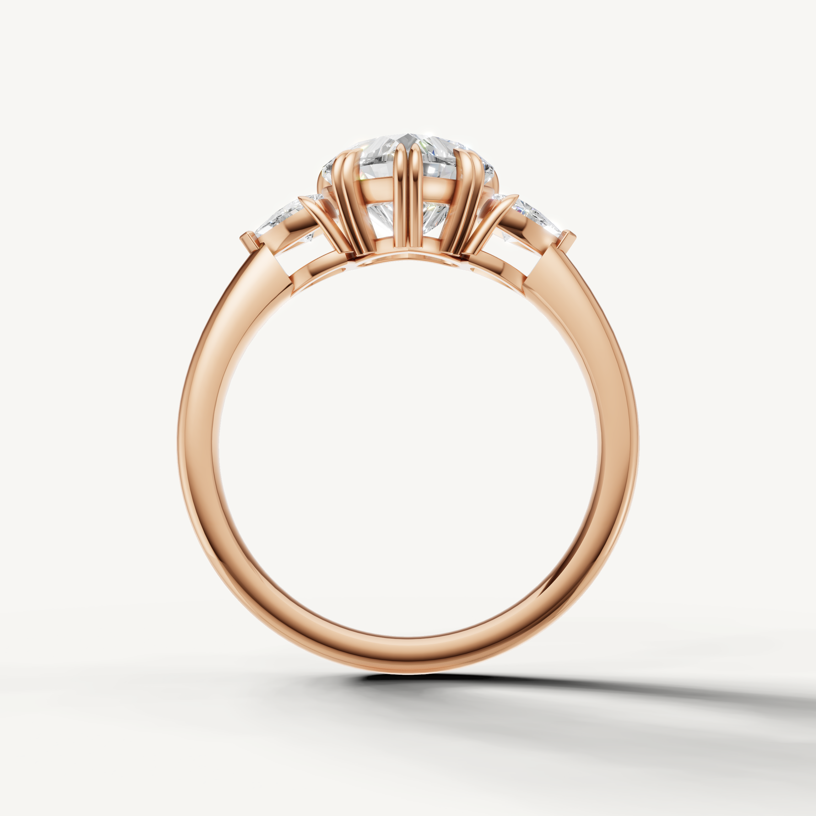 timeless heart shaped lab grown diamond engagement ring with side stones in 14k rose gold