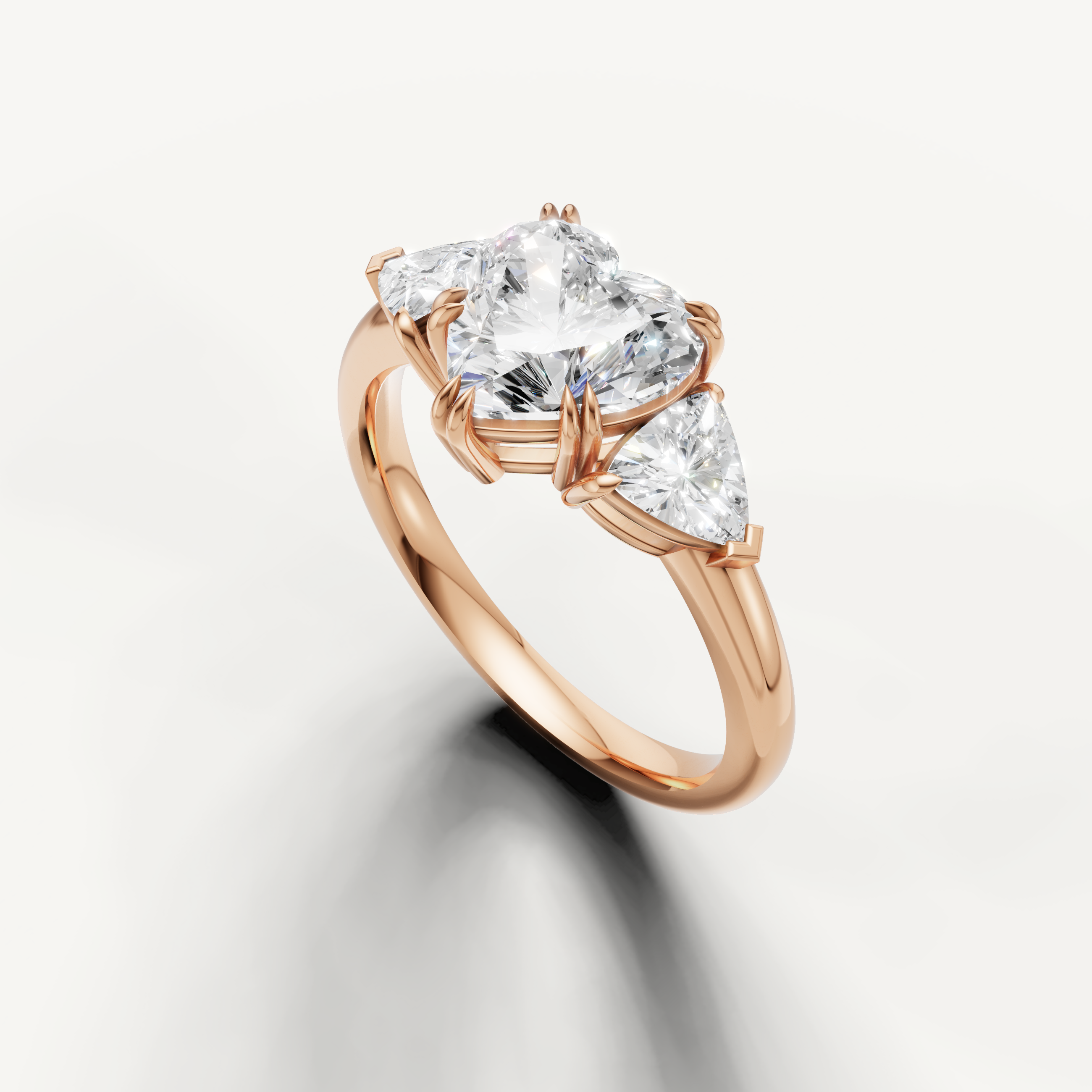 elegant heart cut lab grown diamond ring with polished rose gold setting