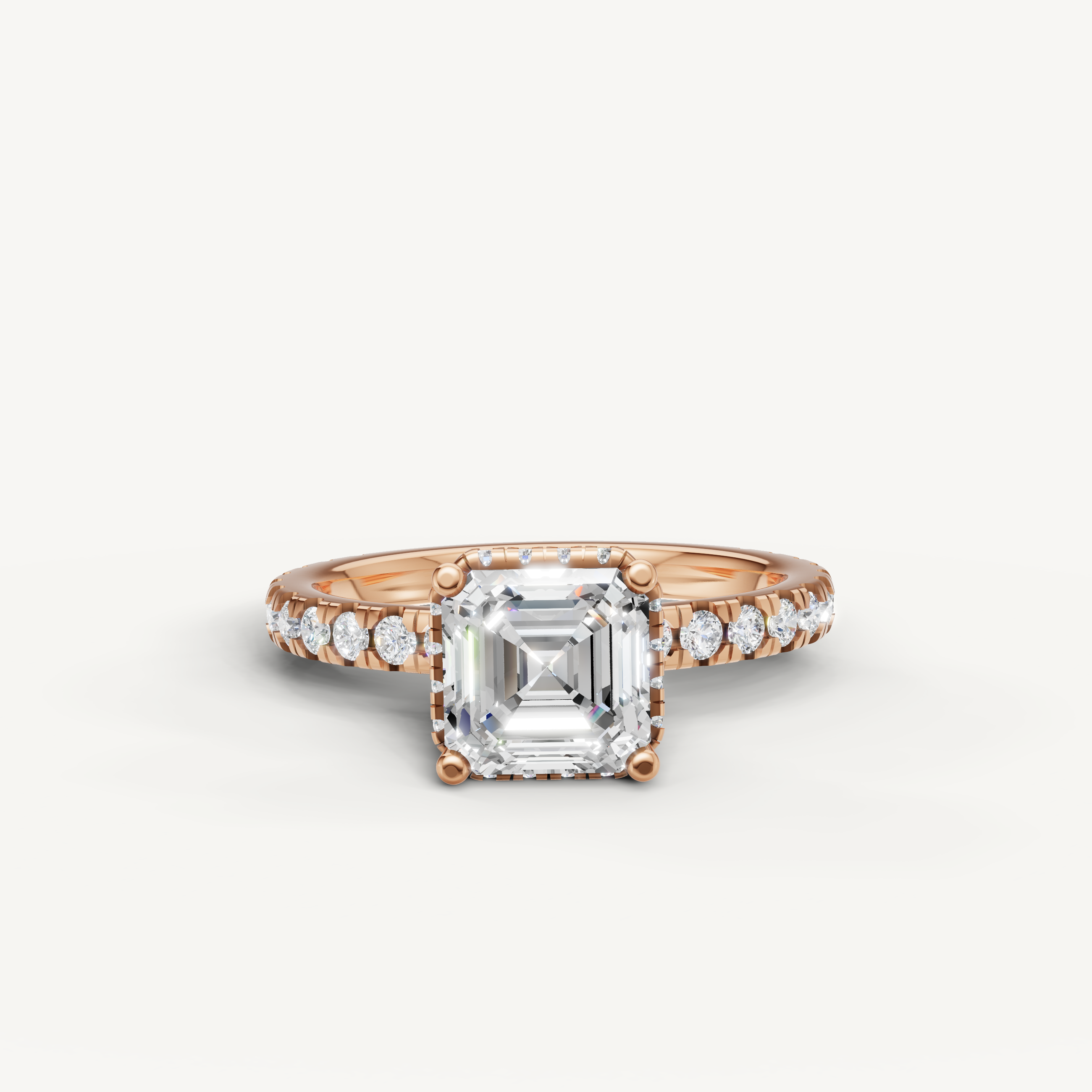 asscher cut lab grown diamond engagement ring in 14k rose gold