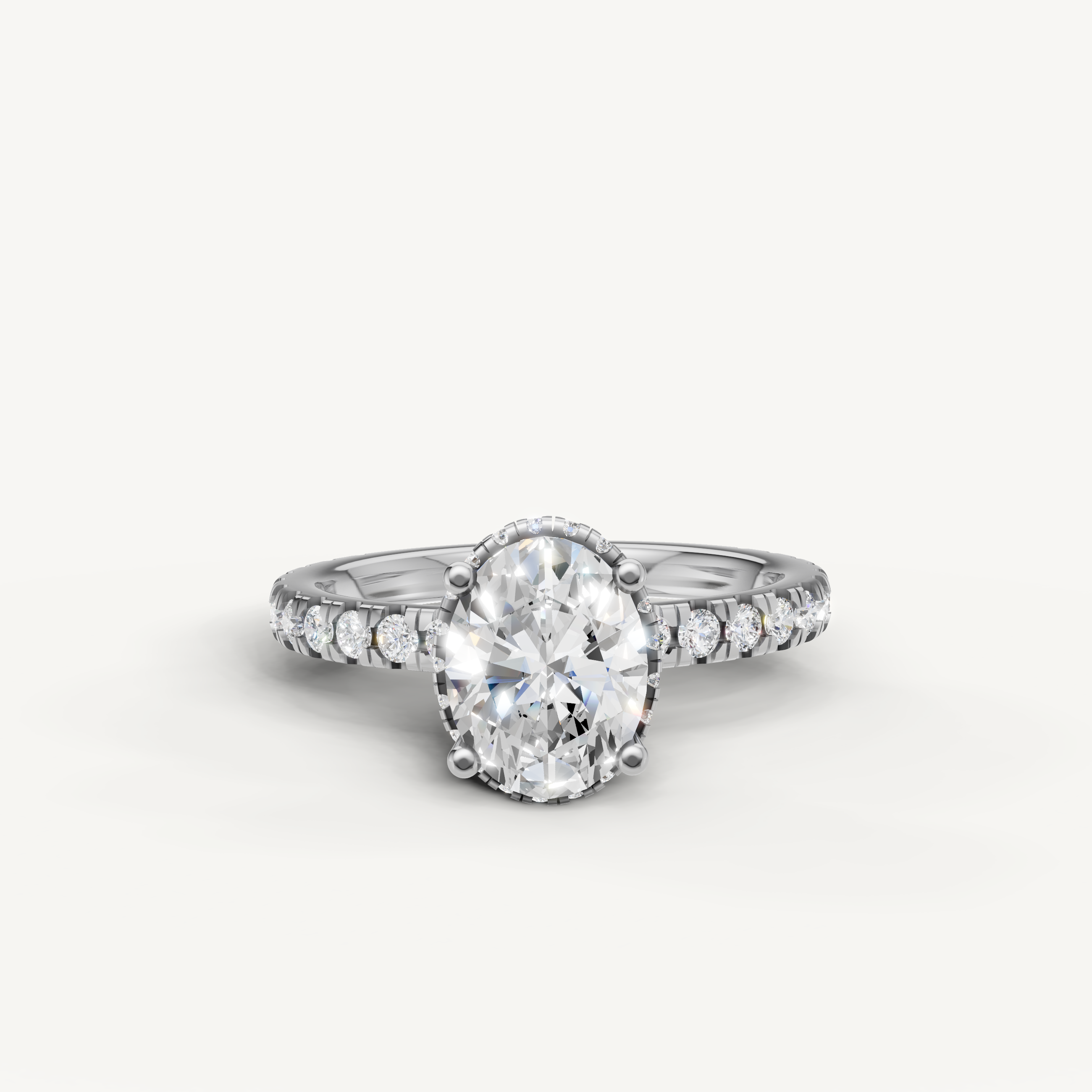 oval cut lab grown diamond engagement ring in 14k white gold