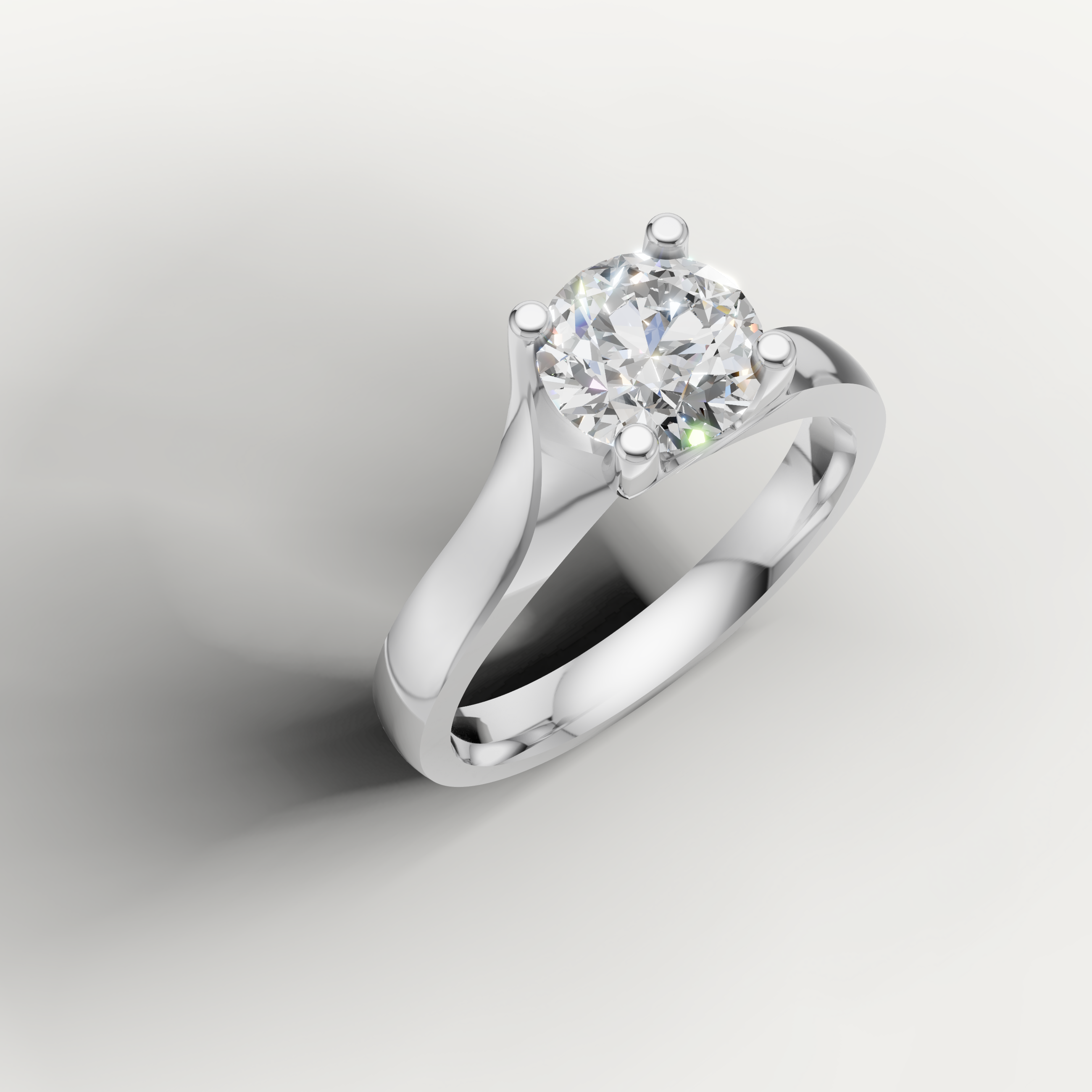 Premium round solitaire diamond ring with polished band by Raul Diamonds