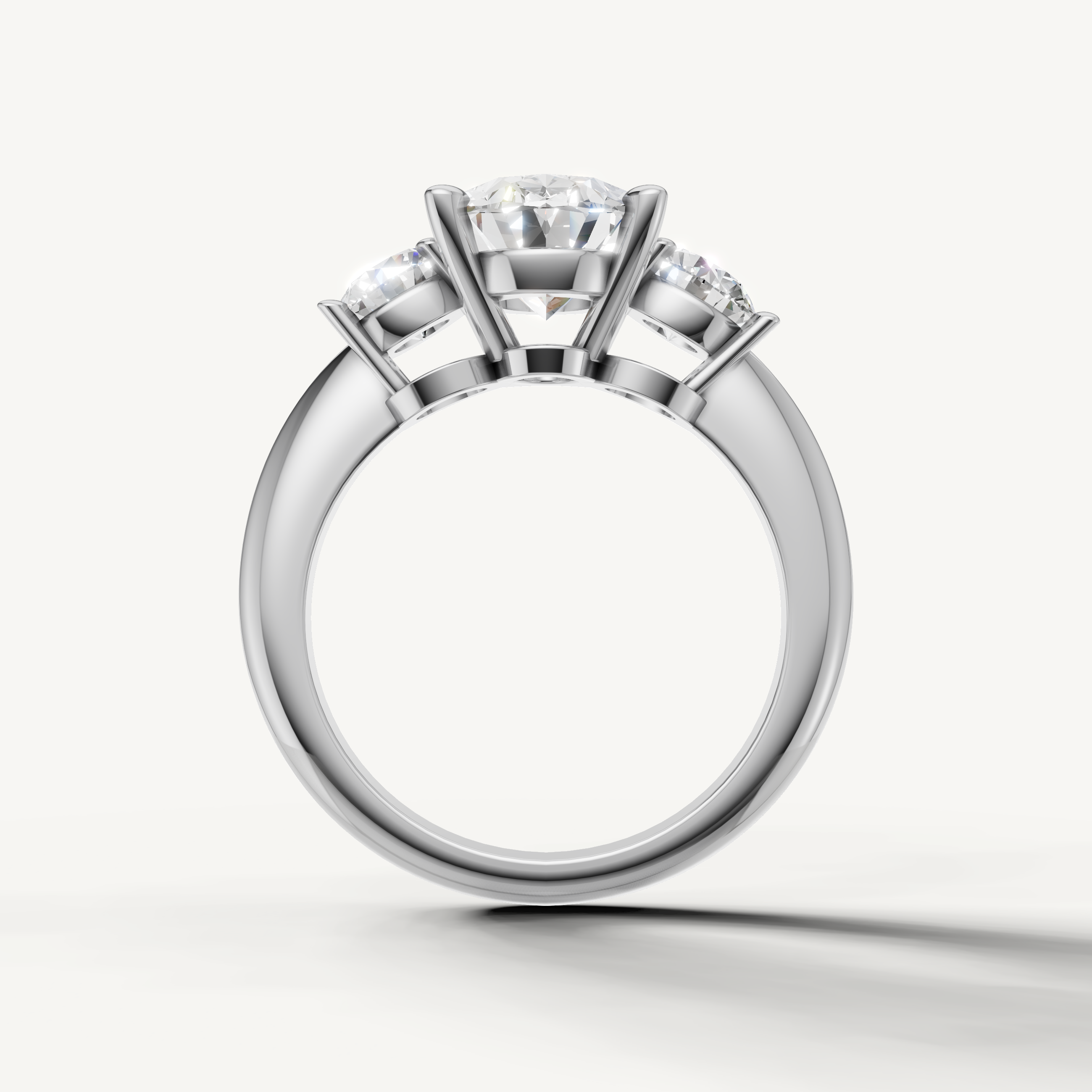 Classic oval diamond engagement ring with round side stones white gold