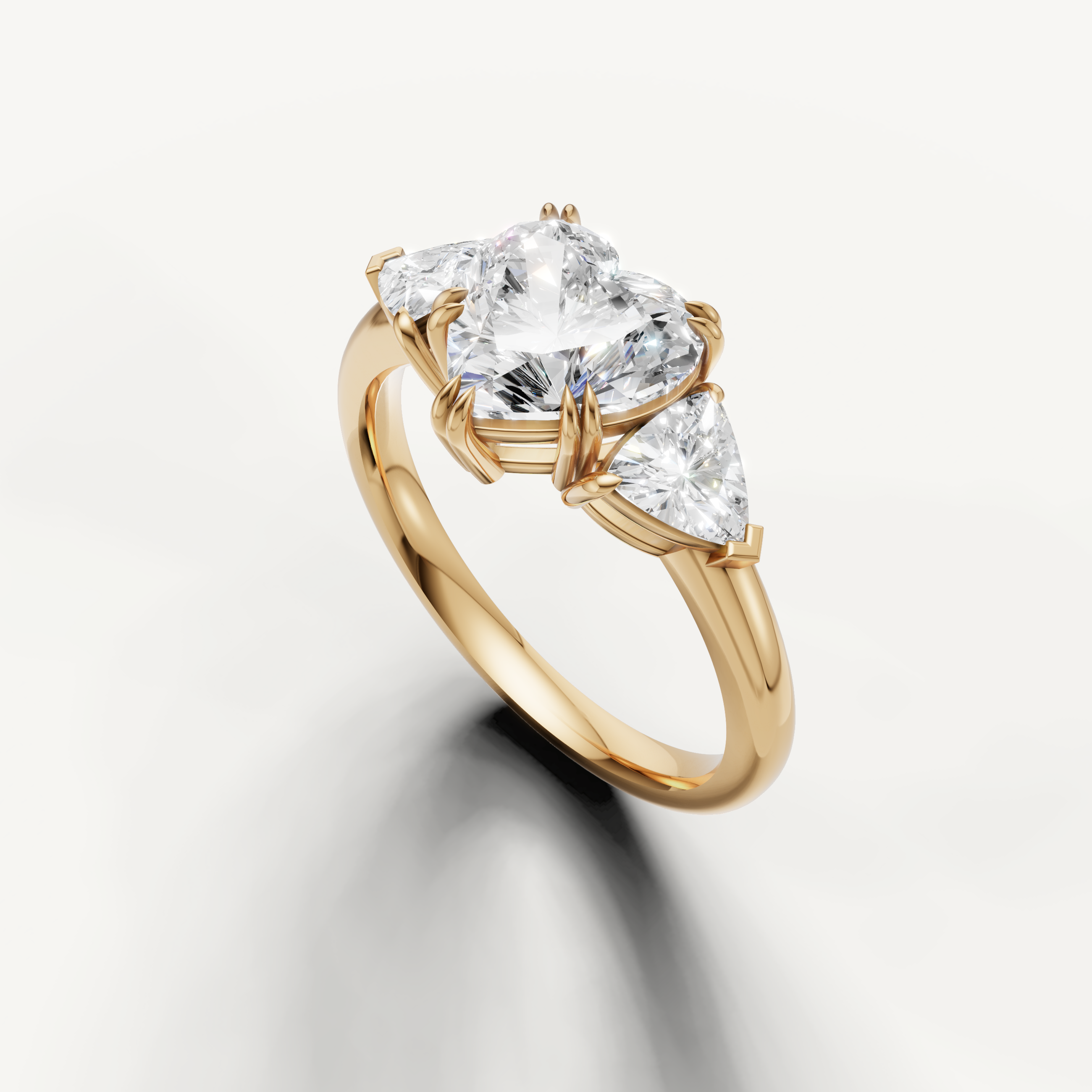 elegant heart cut lab grown diamond engagement ring with polished yellow gold band