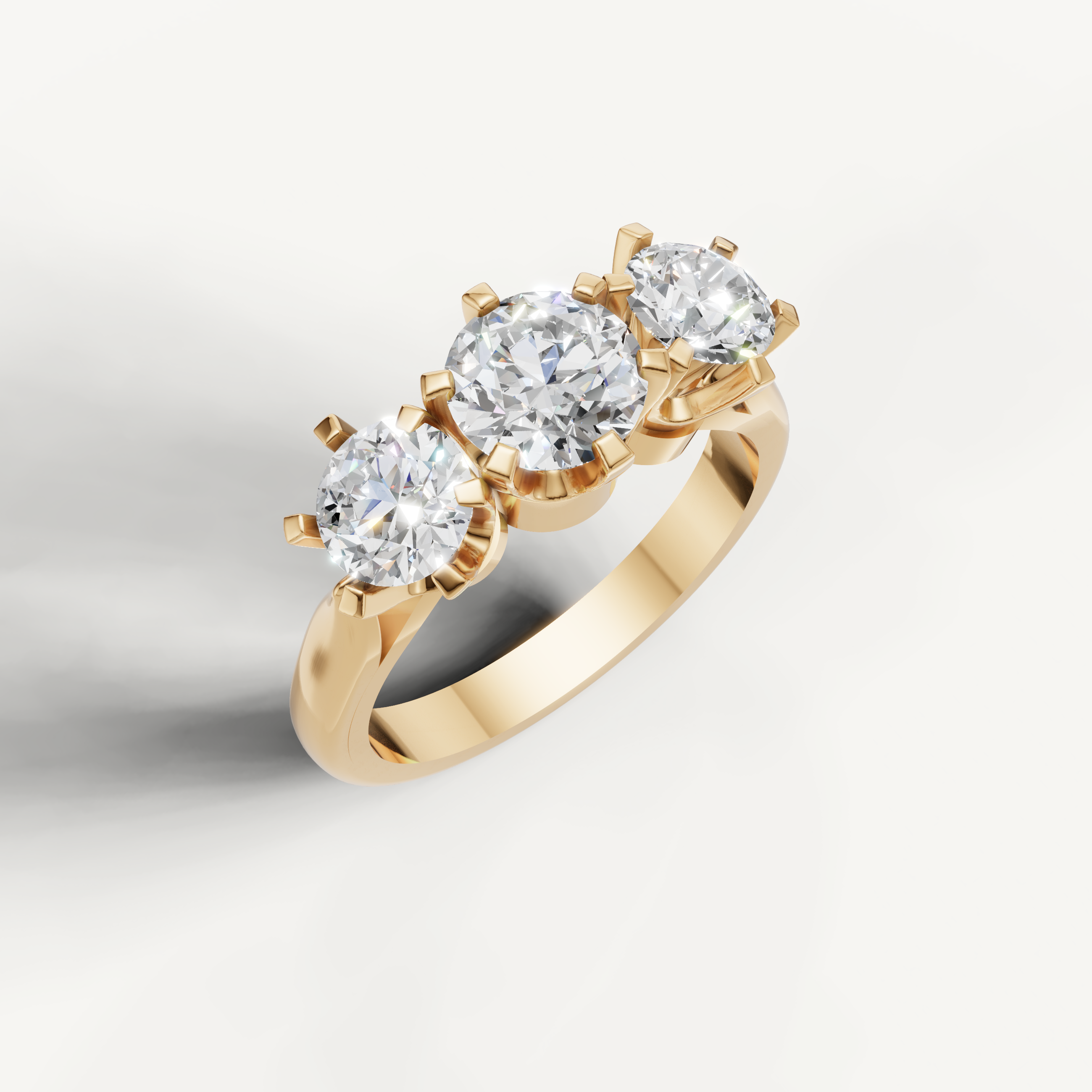 Luxury round cut trilogy diamond ring by Raul Diamonds